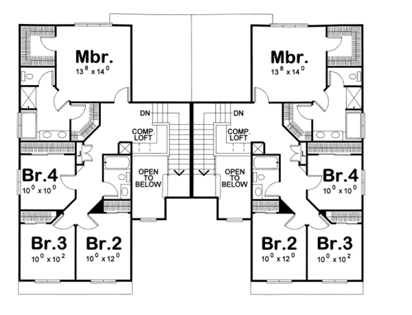 European Floor Plan - Upper Floor Plan #20-2137