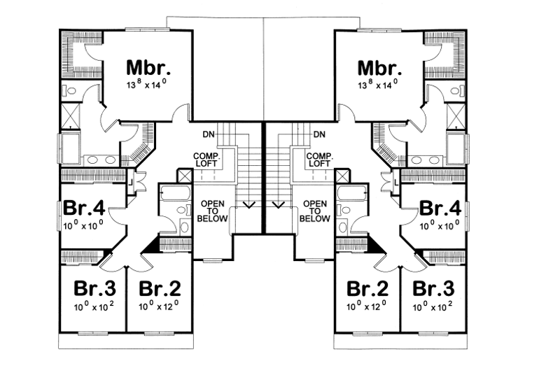 Home Plan - Floor Plan - Upper Floor for European House Plan #20-2137 - 4 bed, 2.5 bath
