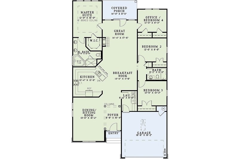 Dream House Plan - Floor Plan - Main Floor for Country House Plan #17-2472 - 4 bed, 2 bath
