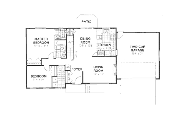 Floor Plan - Main Floor for Ranch House Plan #18-9075 - 2 bed, 1.5 bath