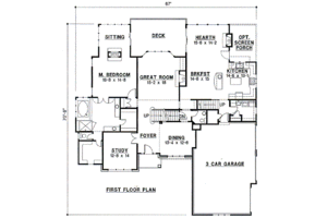 Floor Plan - Main Floor for Traditional House Plan #67-447 - 4 bed, 3.5 bath