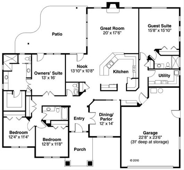 Architectural House Design - Prairie Floor Plan - Main Floor Plan #124-847