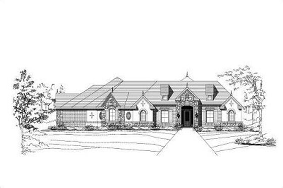 Exterior - Front Elevation for European House Plan #411-413 - 4 bed, 4 bath
