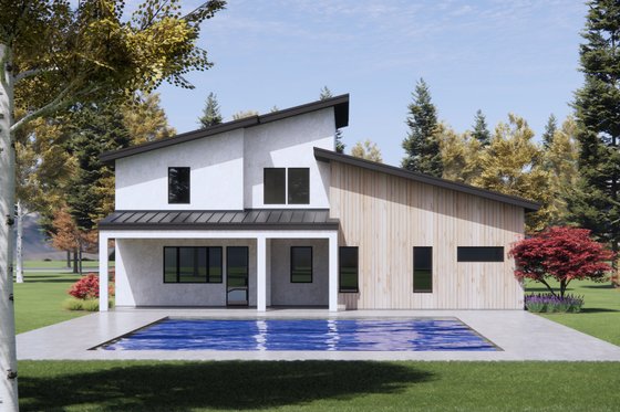 Exterior - Rear Elevation for Modern House Plan #1096-134 - 3 bed, 2.5 bath