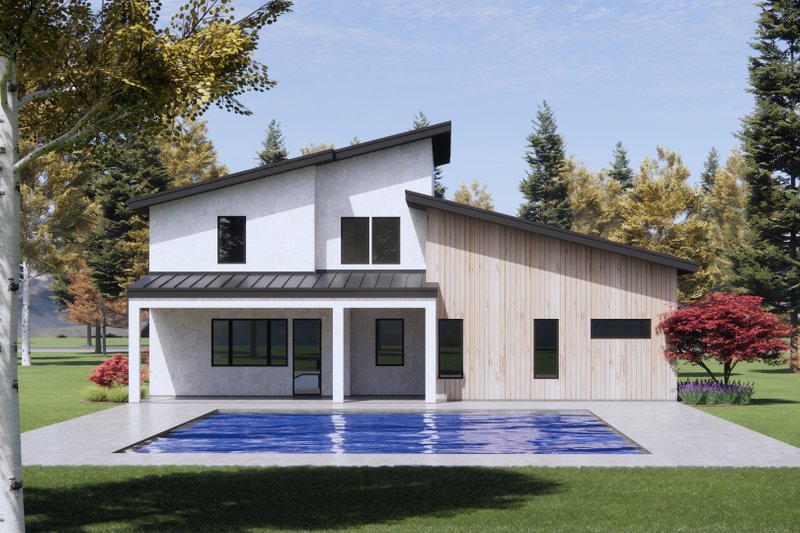 House Design - Exterior - Rear Elevation for Modern House Plan #1096-134 - 3 bed, 2.5 bath