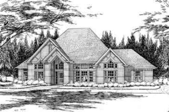 Exterior - Front Elevation for Traditional House Plan #120-124 - 4 bed, 3 bath