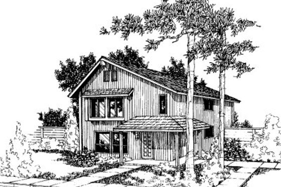 Exterior - Front Elevation for Modern House Plan #303-231 - 2 bed, 1 bath