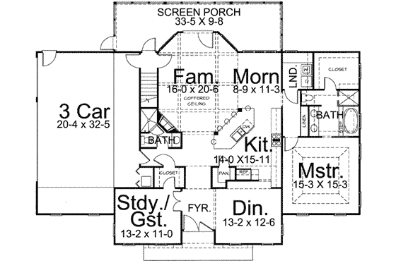 Floor Plan - Main Floor for European House Plan #119-151 - 3 bed, 3 bath