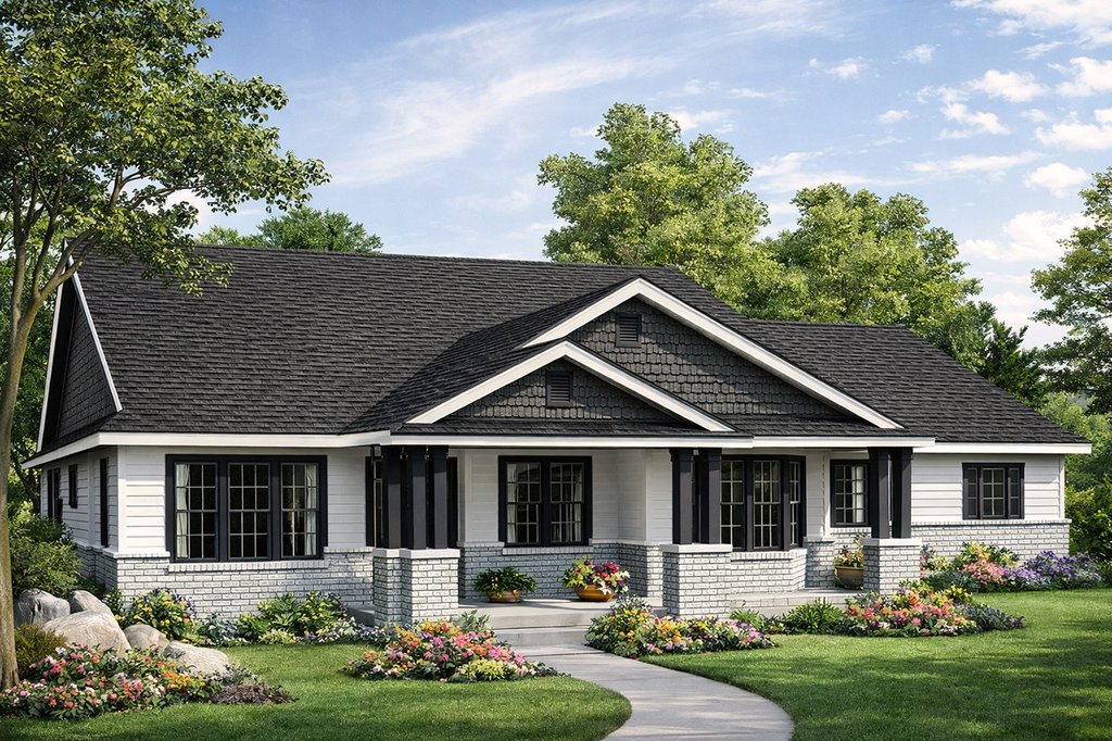 Exterior - Front Elevation 2 for Craftsman House Plan #124-387 - 4 bed, 3 bath
