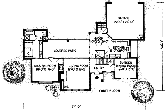 Floor Plan - Main Floor for European House Plan #312-488 - 3 bed, 2.5 bath