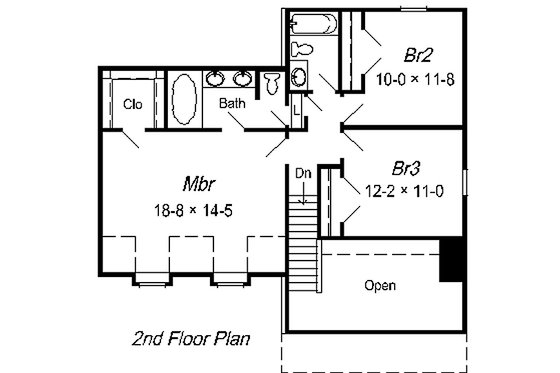 Floor Plan - Upper Floor for Traditional House Plan #329-184 - 3 bed, 2.5 bath
