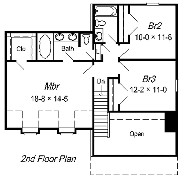 Traditional Floor Plan - Upper Floor Plan #329-184