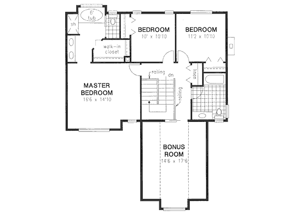 Traditional Floor Plan - Upper Floor Plan #18-9108