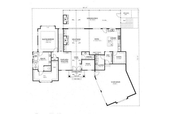 Floor Plan - Main Floor for Craftsman House Plan #437-95 - 3 bed, 3.5 bath