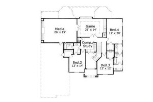Floor Plan - Upper Floor for European House Plan #411-704 - 4 bed, 4 bath