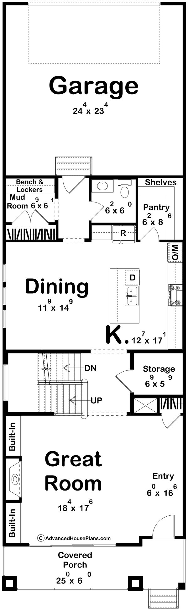 House Blueprint - Floor Plan - Main Floor for Farmhouse House Plan #455-805 - 3 bed, 2.5 bath