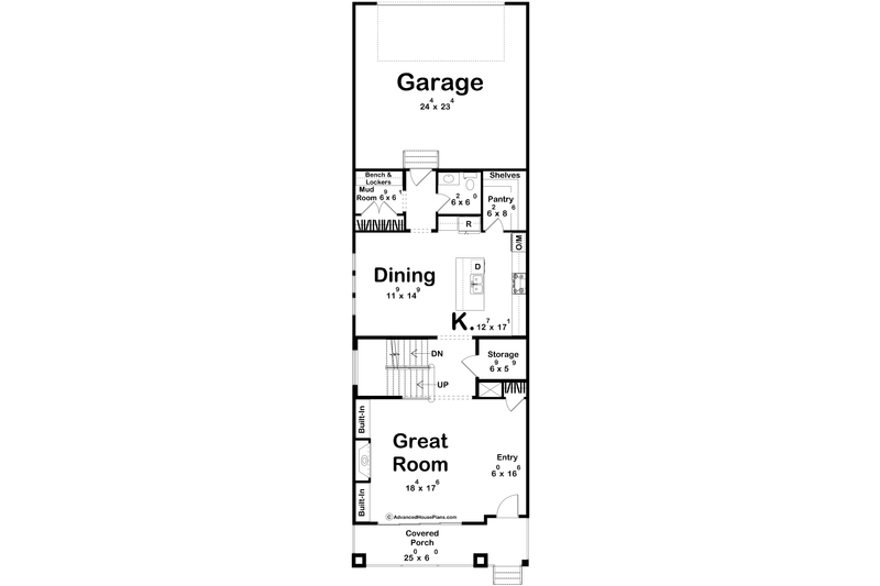 House Blueprint - Floor Plan - Main Floor for Farmhouse House Plan #455-805 - 3 bed, 2.5 bath