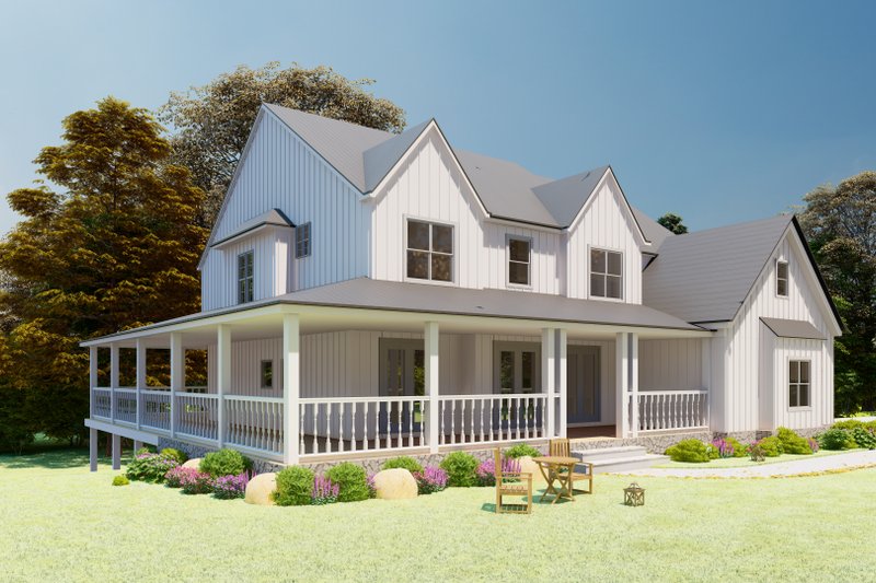 Architectural House Design - Exterior - Front Elevation 7 for Farmhouse House Plan #54-378 - 5 bed, 4 bath