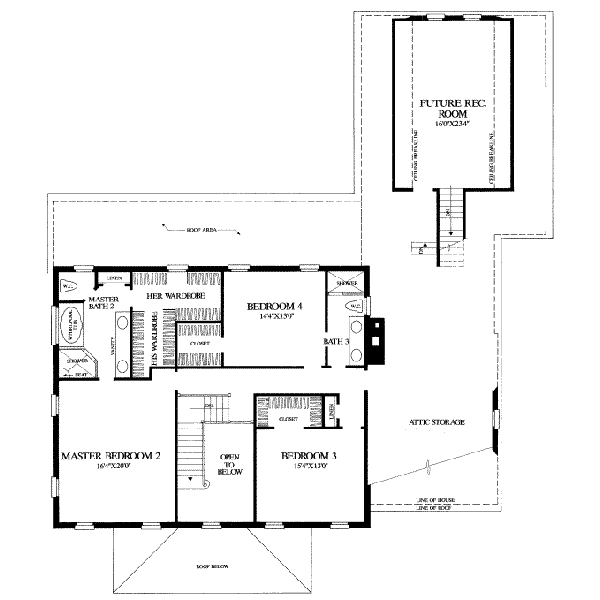 Architectural House Design - Southern Floor Plan - Upper Floor Plan #137-197