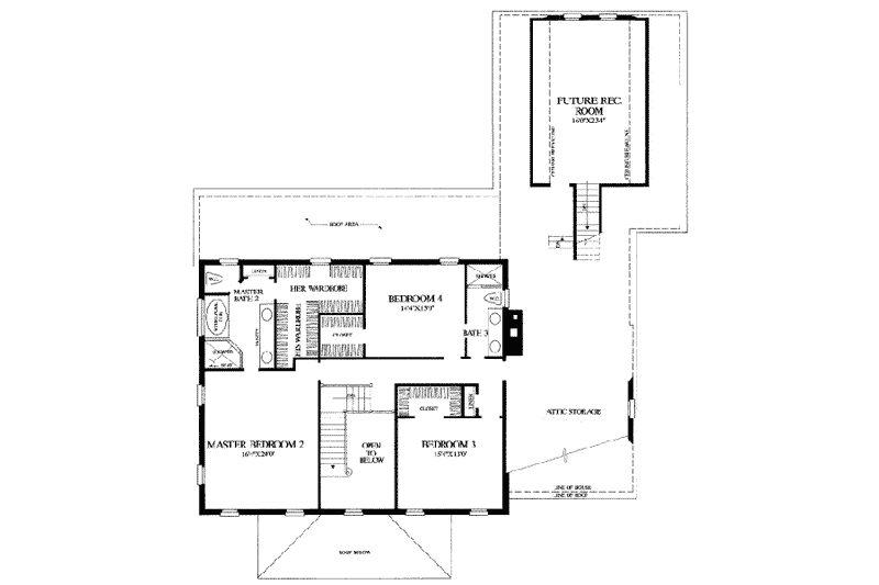 Dream House Plan - Floor Plan - Upper Floor for Southern House Plan #137-197 - 4 bed, 3 bath