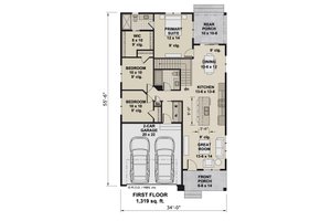 Floor Plan - Main Floor for Modern House Plan #51-1501 - 3 bed, 2 bath