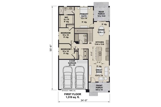 Floor Plan - Main Floor for Modern House Plan #51-1501 - 3 bed, 2 bath