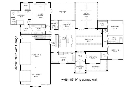 Floor Plan - Main Floor for Country House Plan #932-64 - 3 bed, 2.5 bath