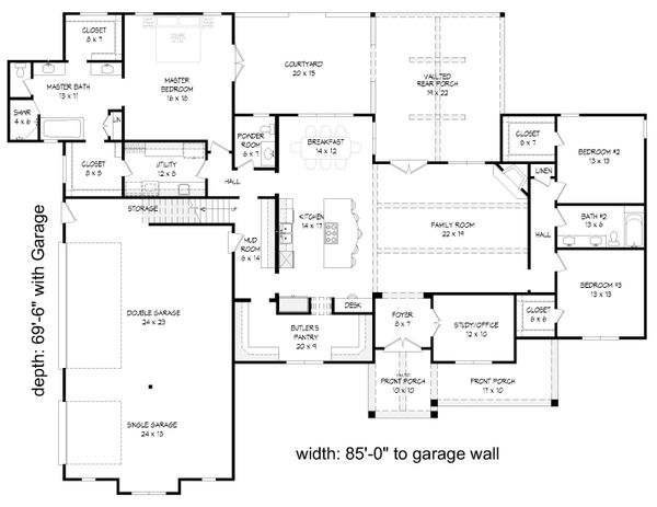 Country Floor Plan - Main Floor Plan #932-64