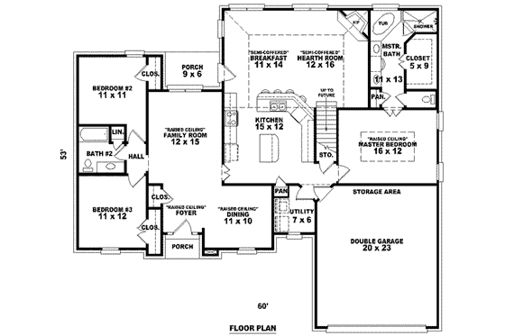 Floor Plan - Main Floor for Traditional House Plan #81-1032 - 3 bed, 2 bath