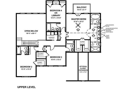 Floor Plan - Upper Floor for Country House Plan #56-544 - 5 bed, 5 bath