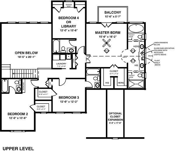 Architectural House Design - Country Floor Plan - Upper Floor Plan #56-544