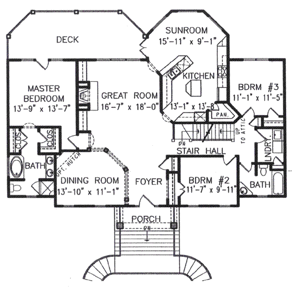 Southern Floor Plan - Main Floor Plan #54-108