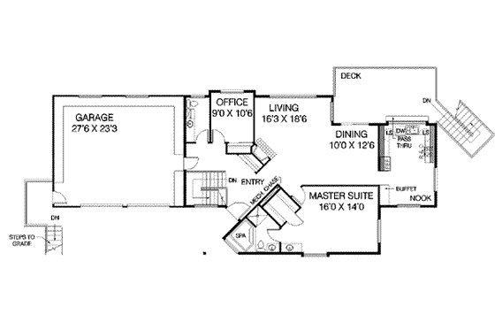Floor Plan - Main Floor for Ranch House Plan #60-379 - 4 bed, 2.5 bath