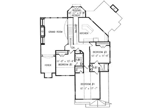 Floor Plan - Upper Floor for Traditional House Plan #54-159 - 4 bed, 3.5 bath
