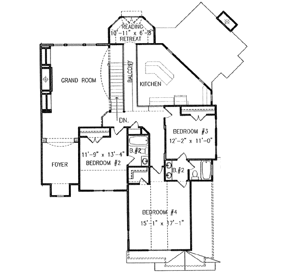 Traditional Floor Plan - Upper Floor Plan #54-159