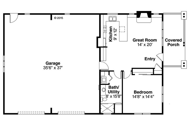 Home Plan - Floor Plan - Main Floor for Craftsman House Plan #124-989 - 1 bed, 1 bath