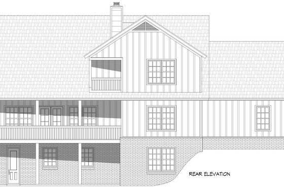 Exterior - Rear Elevation for Farmhouse House Plan #932-1066 - 3 bed, 3.5 bath