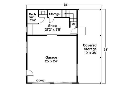 Floor Plan - Main Floor for Farmhouse House Plan #124-893, 1 bath