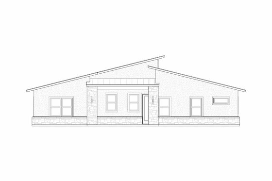Exterior - Rear Elevation 1 for Modern House Plan #1096-101 - 4 bed, 3 bath