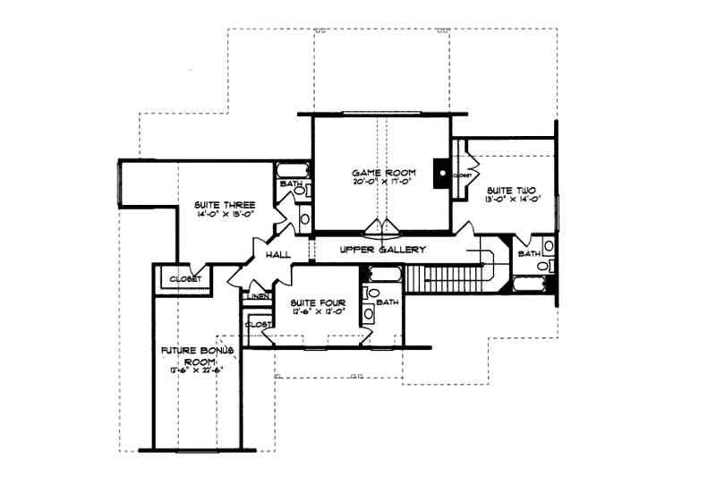 Home Plan - Floor Plan - Upper Floor for Craftsman House Plan #413-813 - 4 bed, 4.5 bath