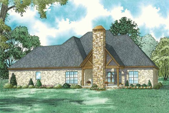 Exterior - Rear Elevation 1 for Country House Plan #17-2608 - 4 bed, 4.5 bath