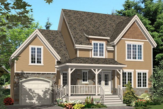 Exterior - Front Elevation for Country House Plan #138-347 - 3 bed, 1.5 bath