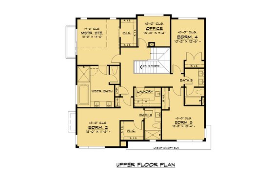 Floor Plan - Upper Floor for Contemporary House Plan #1066-288 - 4 bed, 4 bath