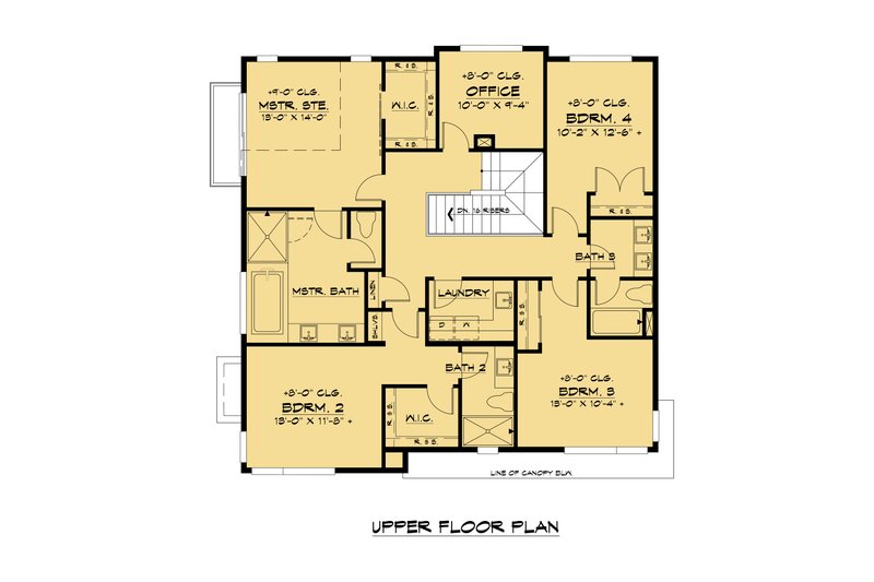 House Blueprint - Floor Plan - Upper Floor for Contemporary House Plan #1066-288 - 4 bed, 4 bath