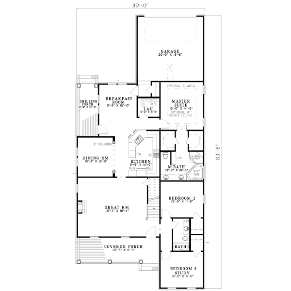 House Plan Design - Southern Floor Plan - Main Floor Plan #17-402