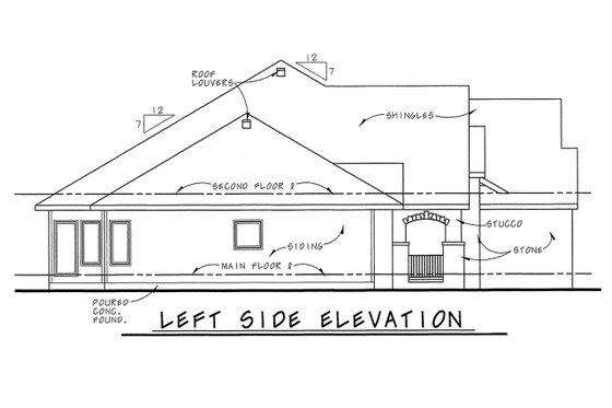Exterior - Front Elevation 4 for European House Plan #20-1868 - 3 bed, 4 bath