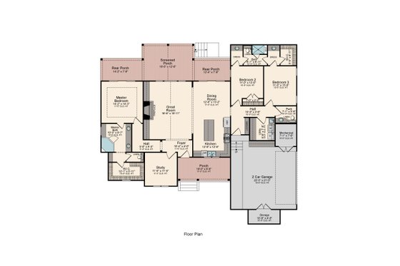 Floor Plan - Main Floor for Ranch House Plan #1081-8 - 3 bed, 2.5 bath