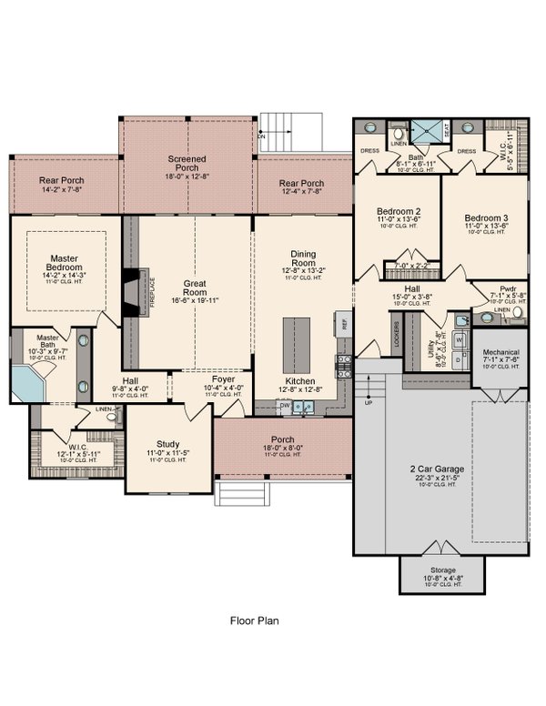 House Plan Design - Ranch Floor Plan - Main Floor Plan #1081-8