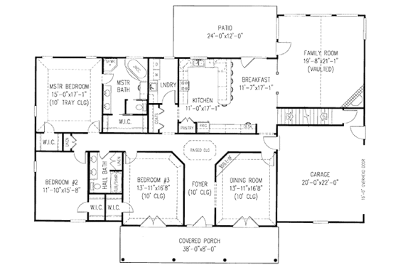 Floor Plan - Main Floor for Farmhouse House Plan #11-110 - 3 bed, 2 bath