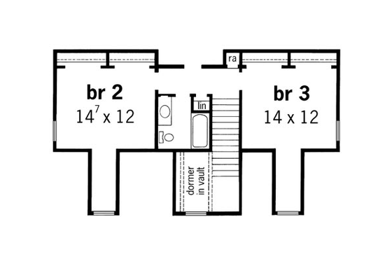 Floor Plan - Upper Floor for Country House Plan #16-210 - 3 bed, 2.5 bath